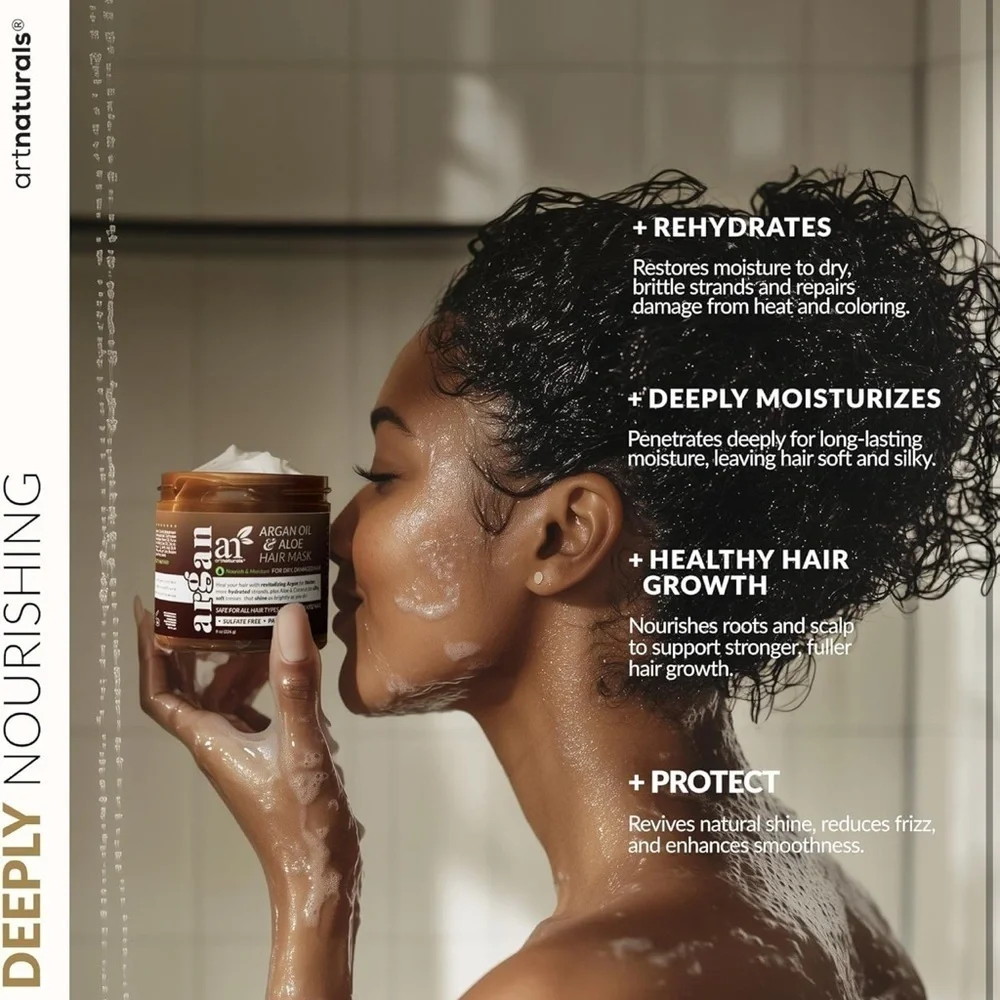 Hair Mask & Silk Bonnet Sleeping Set, Deep Conditioner Leave-In Dry Dama…​​​